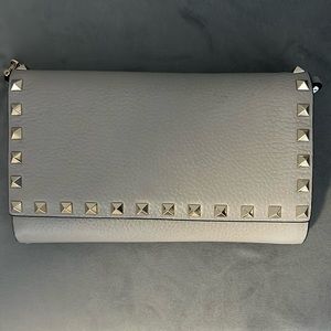 Valentino wallet on a chain studded gray WOC